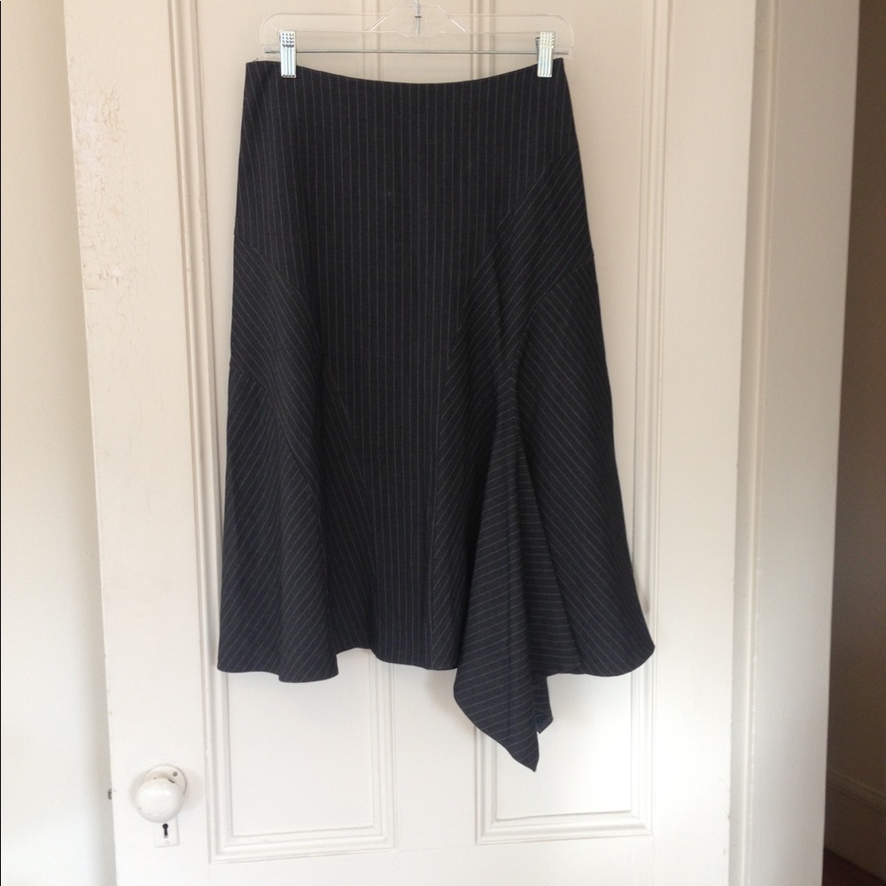 RONEN CHEN Designer Skirt Pinstripe Asymmetric